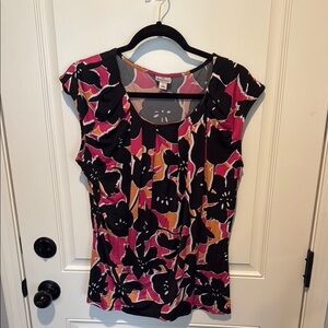 Floral Women's Top - Black, Pink, Orange